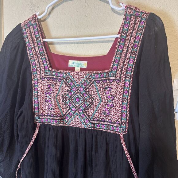 Altar’d State Boho Hippie Blouse Top gauzy flowy oversized sz S cotton tunic - Picture 2 of 6